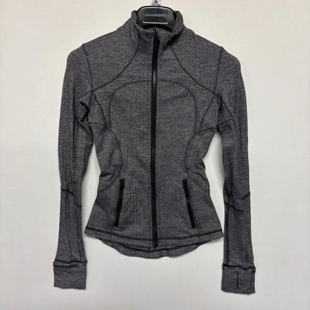 Lululemon Women Define Jacket Size 2 Herringbone Gray Full Zip C131 -8